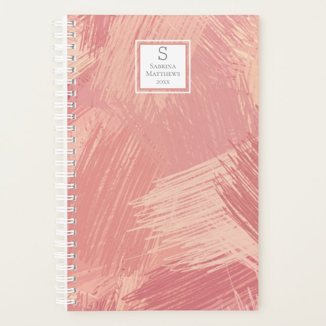 Agenda Rubor Pink & Coral Scribbles | Monogramado (Anverso)