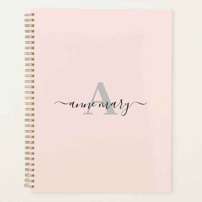 Agenda Rubor Pink Custom Name Monogram Gift Favly Girly (Anverso)