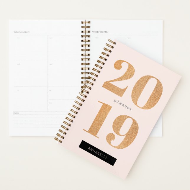 Agenda Rubor Pink x Purpurina Rosa Gold 2019 Planner (Demostración)