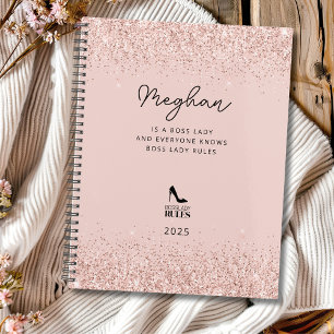 Agenda Rubor Purpurina Jefe Lady Reglas Personalizadas