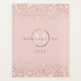 Agenda Rubor Rosa Brillante Monograma de Señora Jefe Dire