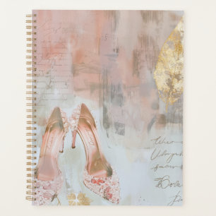 Agenda Rubor Rosa y Oro Tacón Alto Arte de Moda