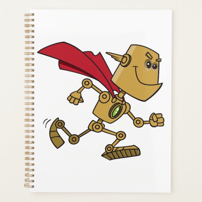 Agenda Running Robot Superhero Cartoon Character (Anverso)