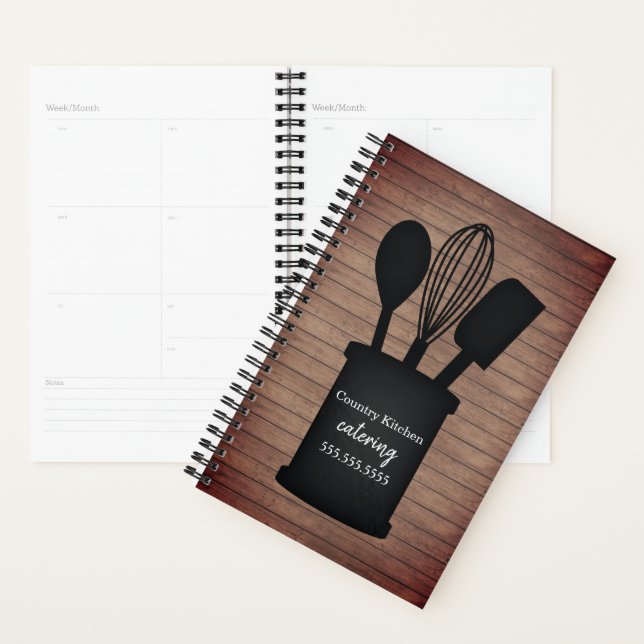 Agenda Rustic Crock Wood Caterer Restaurant Business (Demostración)