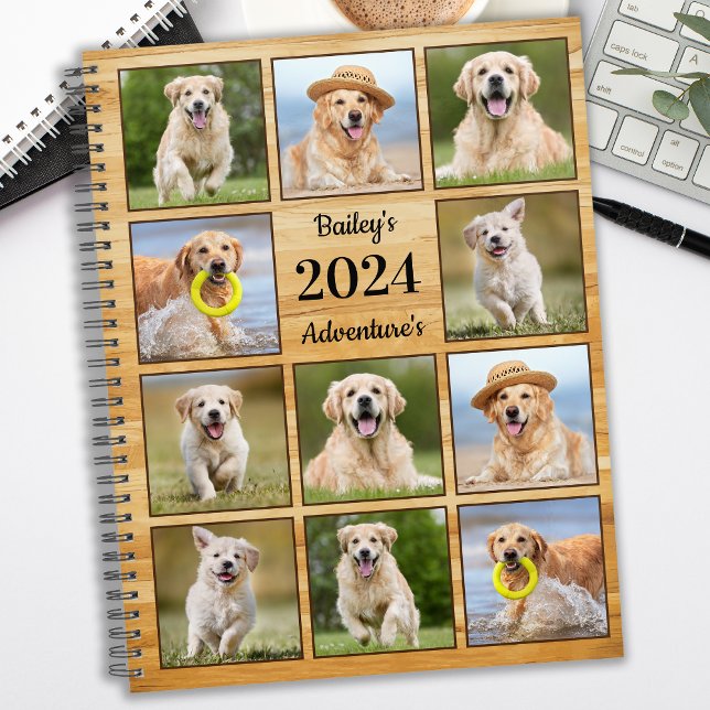 Agenda Rustic Personalized Pet Puppy Dog Photo Collage (Subido por el creador)