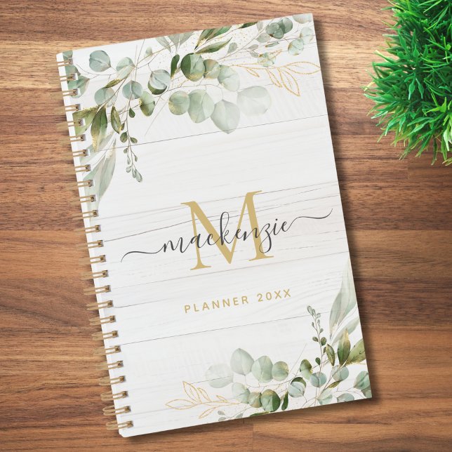 Agenda Rustic Watercolor Eucalyptus Monogram (Subido por el creador)