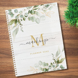 Agenda Rustic Watercolor Eucalyptus Monogram