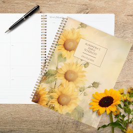 Agenda Rustic Watercolor Sunflower