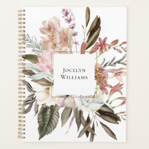Agenda Rústico Bouquet floral femenino con nombre