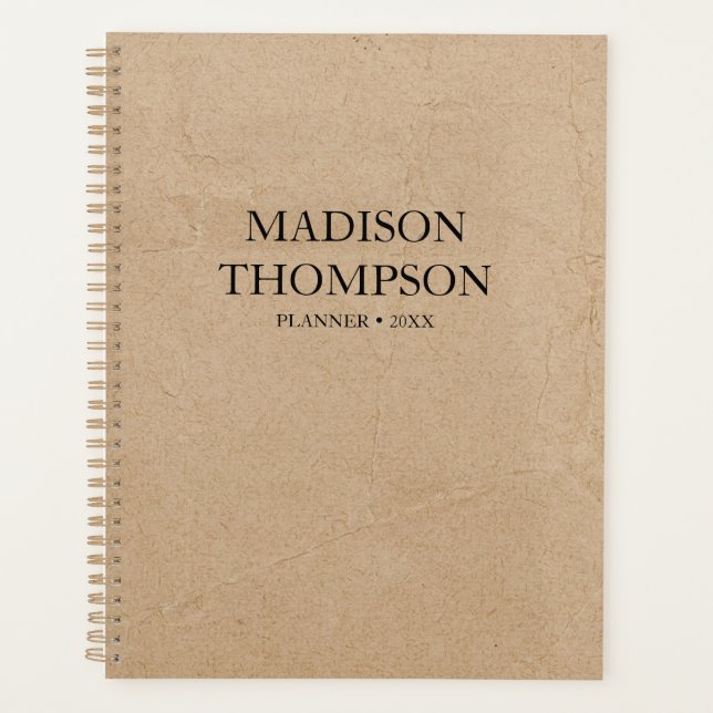 Agenda Rústico Kraft Brown Paper Simple Profesional (Anverso)