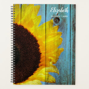 Agenda Rústico País Sunflower Madera Verde azulada Person
