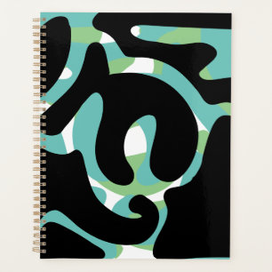 Agenda Sage Black Light Verde azulado Mess moderno arte a