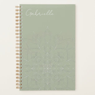 Agenda Sage Green Elegant Mandala Yoga Meditation Journal