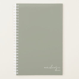 Agenda Sage Green Elegant Simple Minimalista Personalizad