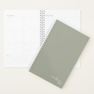 Agenda Sage Green Elegant Simple Minimalista Personalizad