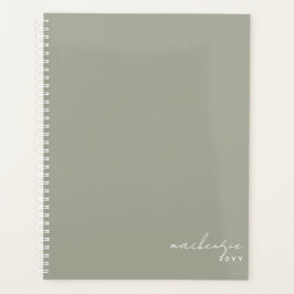 Agenda Sage Green Elegant Simple Minimalista Personalizad