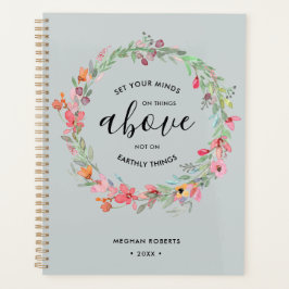 Agenda Sage Green Floral Moderna Escritura Personalizada