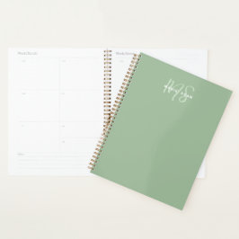 Agenda Sage Green Minimalista Simple Dos Monogramas