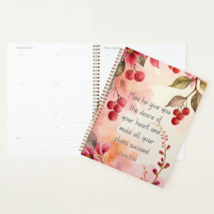 Agenda Salmo 20:4 Deseo de Tu Corazón Escritura Floral