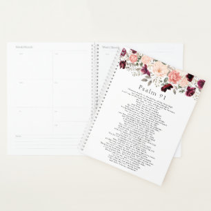 Agenda Salmo 91 Scripture Borgoña Rubor Floral