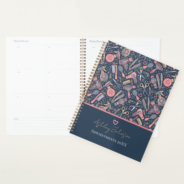 Agenda Salon appointment planner — navy, blush & crea (Demostración)