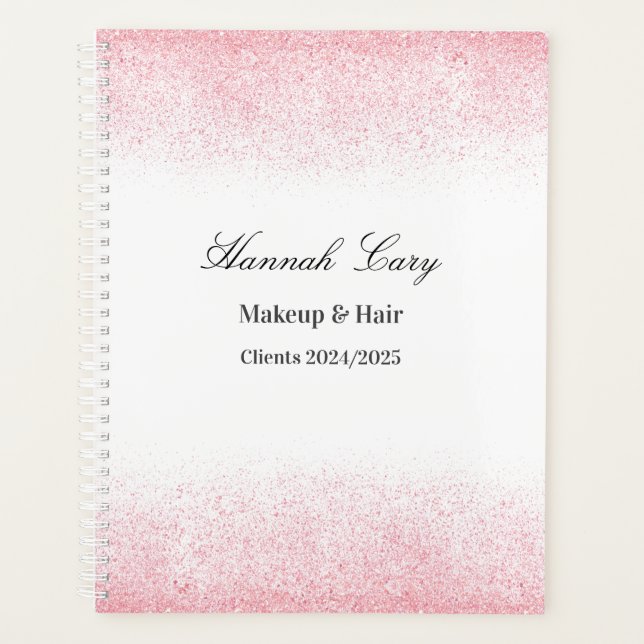 Agenda Salón de belleza de Purpurina rosa Lite (Anverso)