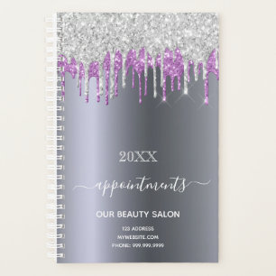 Agenda Salón de belleza púrpura purpurina plateado