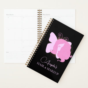 Agenda Salón de Maquillaje Mujer Mariposa Rosa Negro  Scr