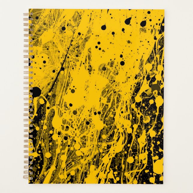 Agenda Salpicaduras de pintura negra y amarilla (Anverso)