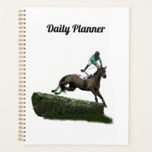 Saltando Jinete De Caballos En Green Daily Planner
