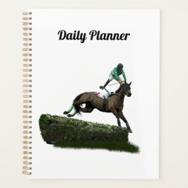 Agenda Saltando Jinete De Caballos En Green Daily Planner