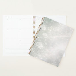 Agenda Salvia suave y florales blancas escarchadas arte d