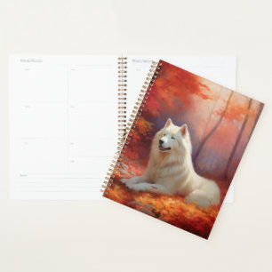 Agenda Samoyed en otoño se inspira en las hojas
