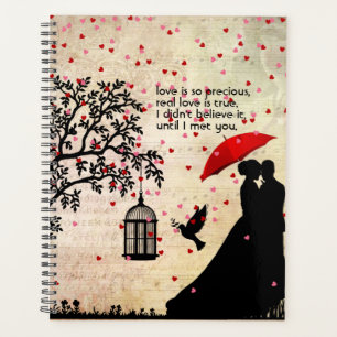 Agenda San Valentín de poesía negra y beige de época
