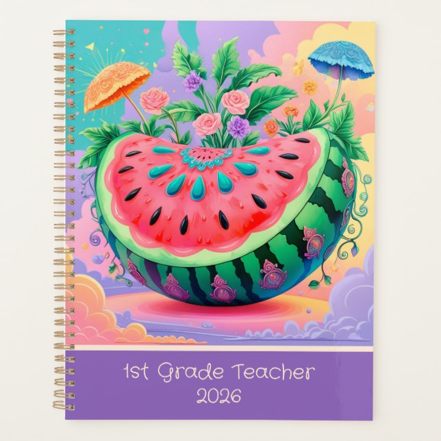Agenda sandía colorida para personalizado de primer grado (Anverso)
