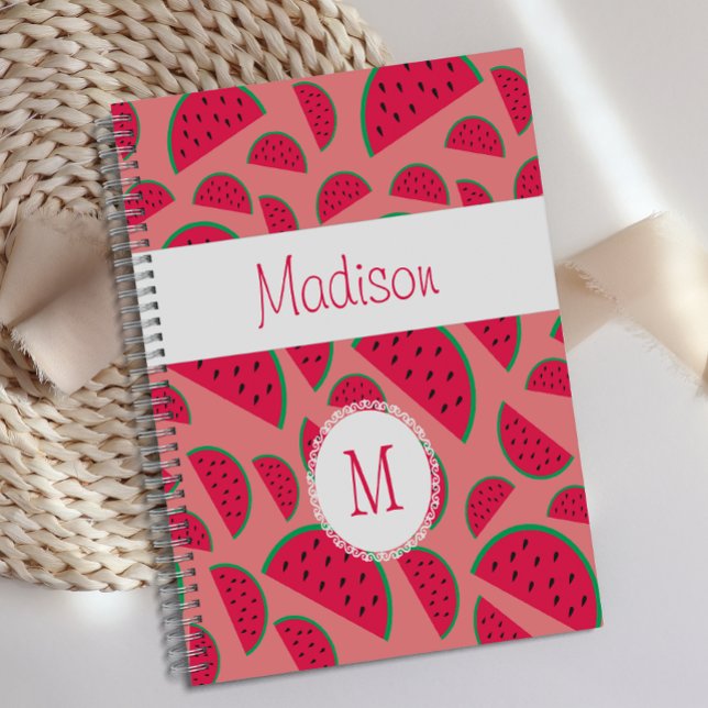 Agenda Sandía Roja Diversión Veraniega Monograma de Moda (Subido por el creador)