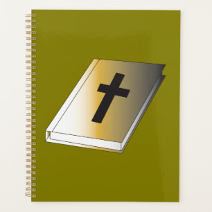 Agenda Santa Biblia dorada con Cruz Negra Religiosa