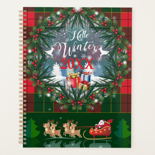 Agenda Santa Claus en trineo liderado por renos (Anverso)