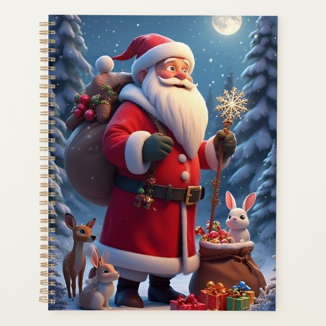 Agenda Santa Claus sostiene escena de navidades de Snowfl (Anverso)