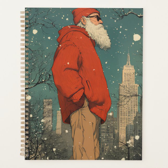 Agenda Santa en Red Hoody con barba y gafas de sol fresca (Anverso)