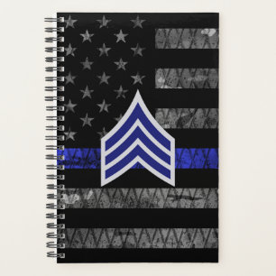 Agenda Sargento Stripes Bandera de la Línea Azul delgada