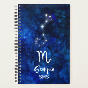 Agenda Scorpio Constelación Zodiaca Galaxia Azul Monogram