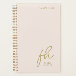 Agenda Script Monograma simple elegante Rubor Gold Femini