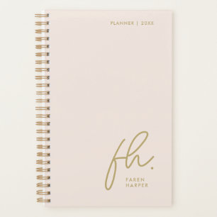 Agenda Script Monograma simple elegante Rubor Gold Femini