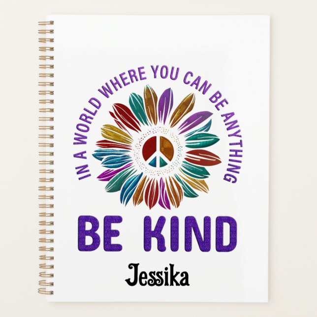 Agenda Sé amable Hippie Boho Personalizado  (Anverso)
