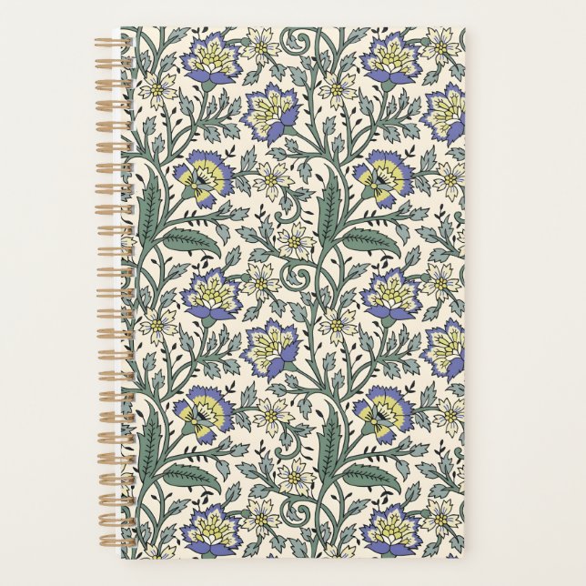 Agenda Seamless blue, yellow, and white floral pattern  (Anverso)