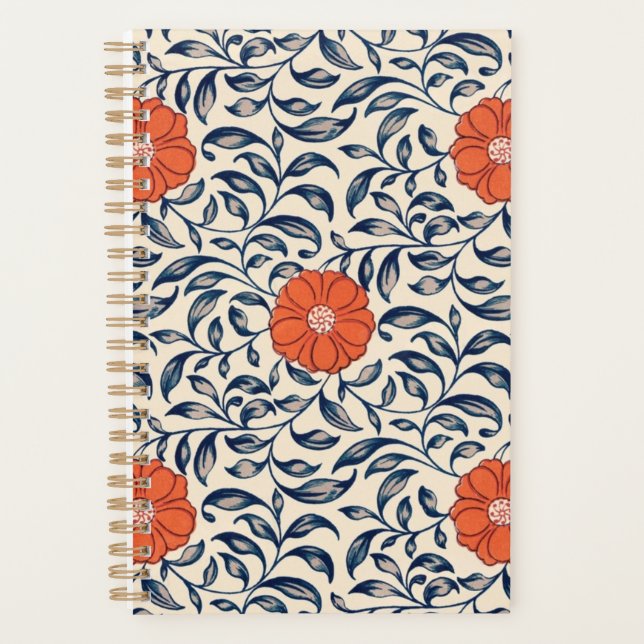 Agenda Seamless floral pattern with vibrant orange flower (Anverso)