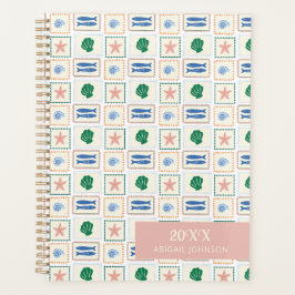 Agenda Seashell Pattern Personalized Modern Boho