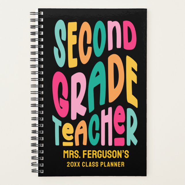 Agenda Second Grade Teacher Colorful Text (Anverso)