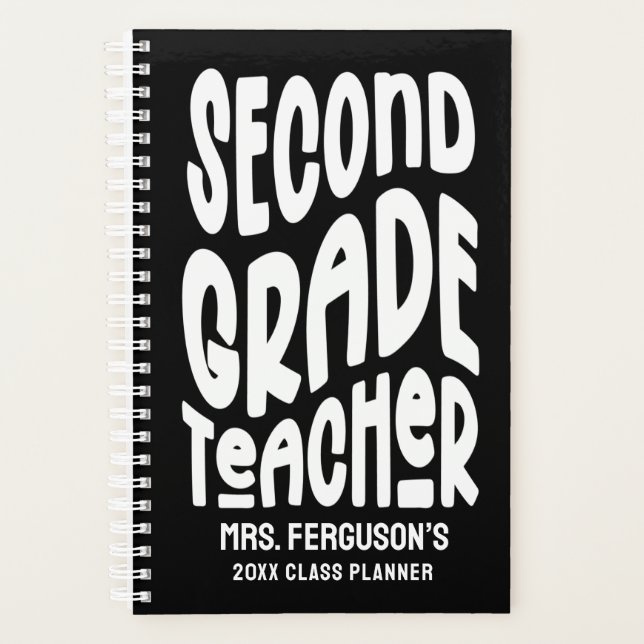 Agenda Second Grade Teacher Minimalist Text (Anverso)